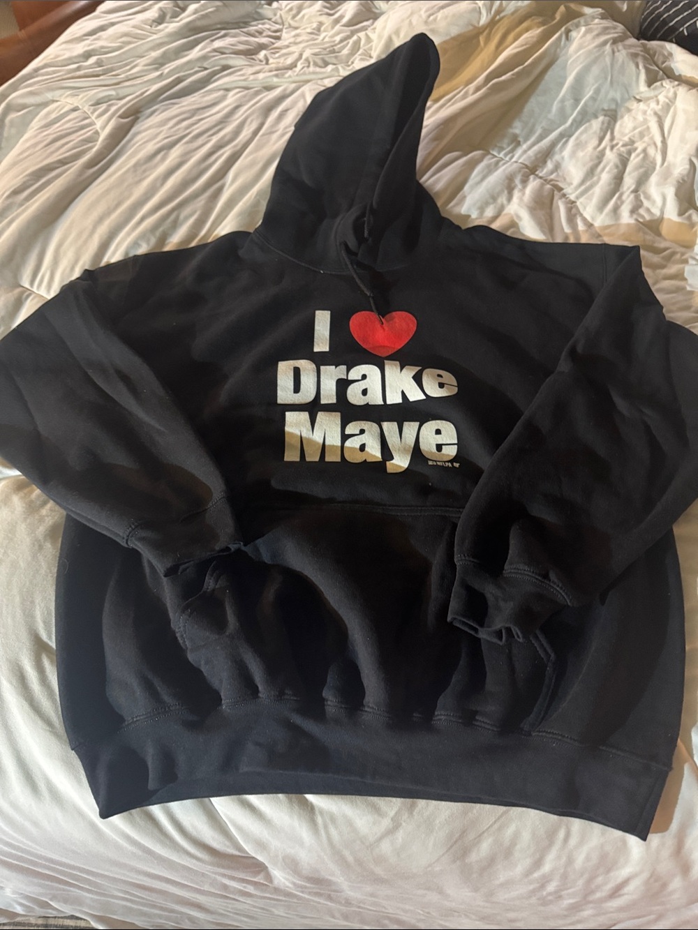 NFL inspired NE Patriots “I ♥ Drake Maye" Black Hoodie